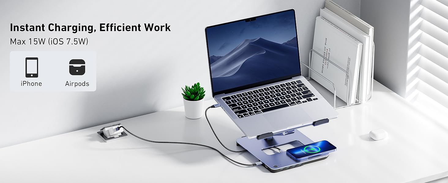 BENFEI Laptop Stand with USB C 6in1 Docking Station