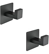 Linatikou 2 Pack Matte Black Metal Hooks, Right-Angle Design for Towels, Robes &amp; Hats, Organize B...
