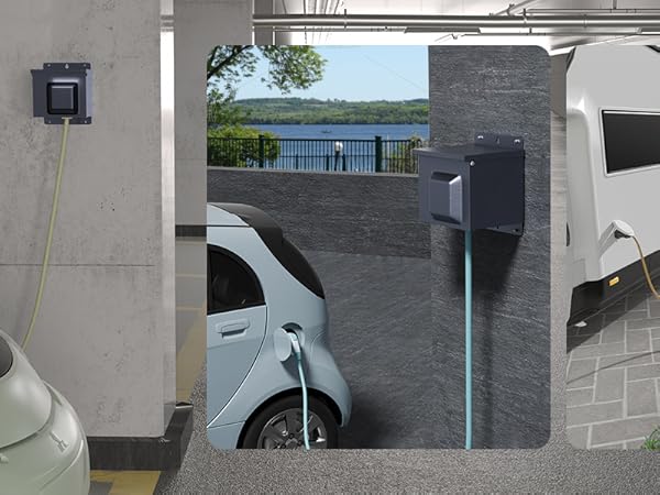 50 Amp RV Power Outlet Box with Breaker Weatherproof 125/250V UL Listed NEMA 14-50R RV Receptacle