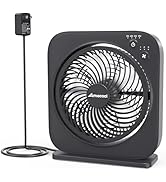 AMACOOL Table Fan, 12 inch Box Fan with 3 Adjustable Speeds &amp; 8HRS Timer, 60° Pivoting Quiet Air ...