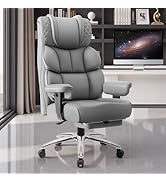 BestGlory Office Desk Chair, Big and Tall Leather Gaming Chair with Footrest, Wide Ergonomic Comf...