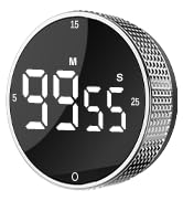 JUNVIL Upgrade Digital Kitchen Timer - Magnetic Countdown Countup Visual Timer with Large LED Dis...