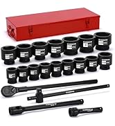 CASOMAN 21-Piece 1" Drive Jumbo Impact Socket Set, 6-Point, Shallow Large Socket Set, SAE (1-5/8"...