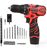 COMOWARE 12V Cordless Drill, Electric Power Drill Set with 1 Battery &amp; Charger, 3/8” Keyless Chuc...