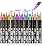 Double Line Markers Outline Pens, Aen Art Squiggles Shimmer Outline Marker Set, 16 Colors Doodle ...