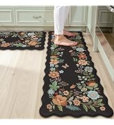 Collive Kitchen Mats for Floor 2PCS, Scalloped Cushioned Anti Fatigue Mat Non Slip Waterproof Kit...