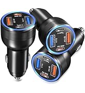 USB C Car Charger 3 Pack, Bangfun 4-Port 65W Dual 12V USB-C & USB A Car Charger Power Adapter QC+...