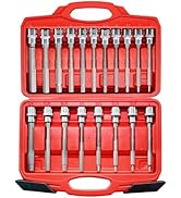 19-Piece 3/8 Inch Drive Extra Long Allen Hex Bit Socket Set, Standard SAE (1/8" - 3/8"), Metric (...