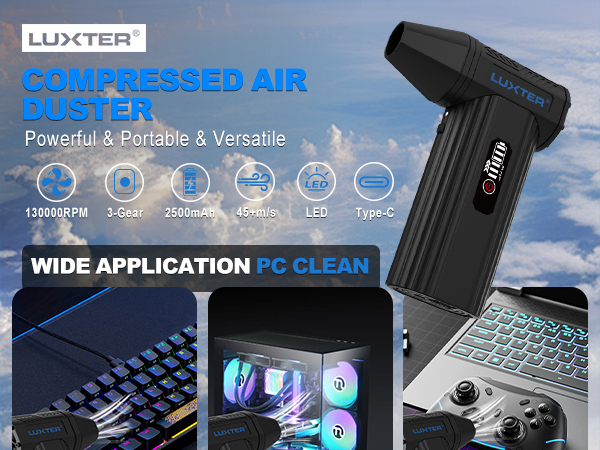 compressed air duster for cleaning PC, computer, keyboard, electric air blower duster