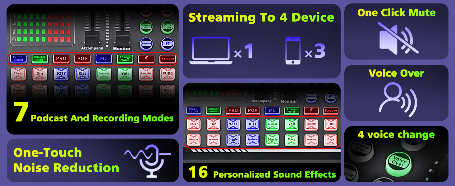 Supports 3-phone simultaneous connections for multi-platform streaming.