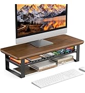 NestNeat Monitor Stand Riser, 24 Inch Computer Monitor Stand for Desk, 2-Tier Wood Desk Shelf Org...