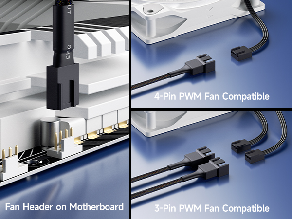 PC fan extension cables for extending 4-pin fan reach and improving cooling performance