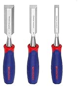 WORKPRO 3-piece Wood Chisel Set, Cr-V Construction, Bi-Material Soft Grip with Hammer End for Woo...
