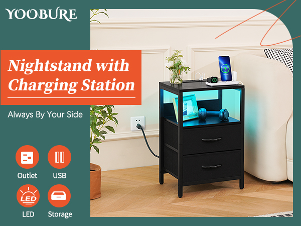 nightstand with charging station