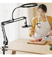 Overhead Camera Mount and Phone Holder with 10” Ring Light Adjustable Desk Tripod Stand Compatibl...
