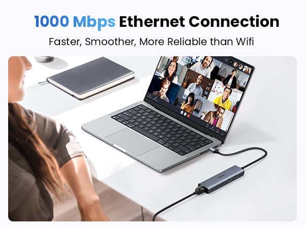 UGREEN USB to Ethernet Adapter, 5 in 1 USB Hub with Ethernet
