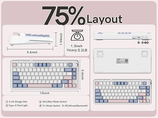 Keyporia L75 75% mechanical keyboard with compact layout