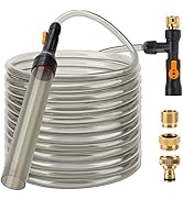 hygger Bucket-Free Aquarium Water Change Kit Metal Faucet Connector Fish Tank Vacuum Siphon Grave...