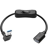 JSADZKJ 90 Degree USB 3.0 Cable with Switch USB 3.0 Type A Male to Female Extension Cable USB 3.0...