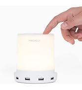 Macally Small Bedside Lamp with USB Port - Touch Lamp with USB Charging Ports - Dimmable Warm Whi...