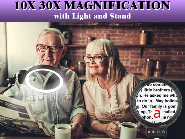 Large magnifying glass with light