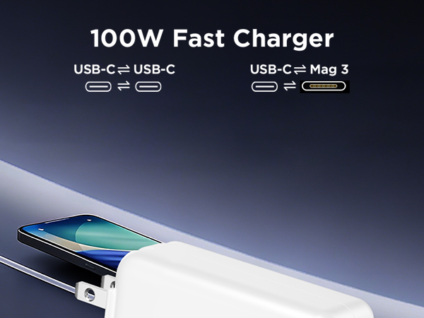 100W Charger for MacBook Pro 14 16 inch MacBook Air 13 15 inch M4 M3 M2 M1, 100W GaN Power Adapter