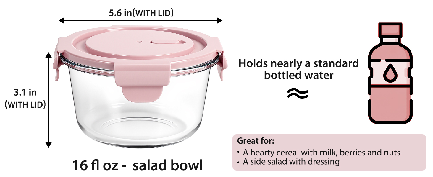 16oz glass lunch containers with lids
