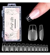 Makartt Coffin Fake Nail Tips, Medium-Short Full Cover Pre-shape Gel Nail Tips Half Matte Soft Cl...