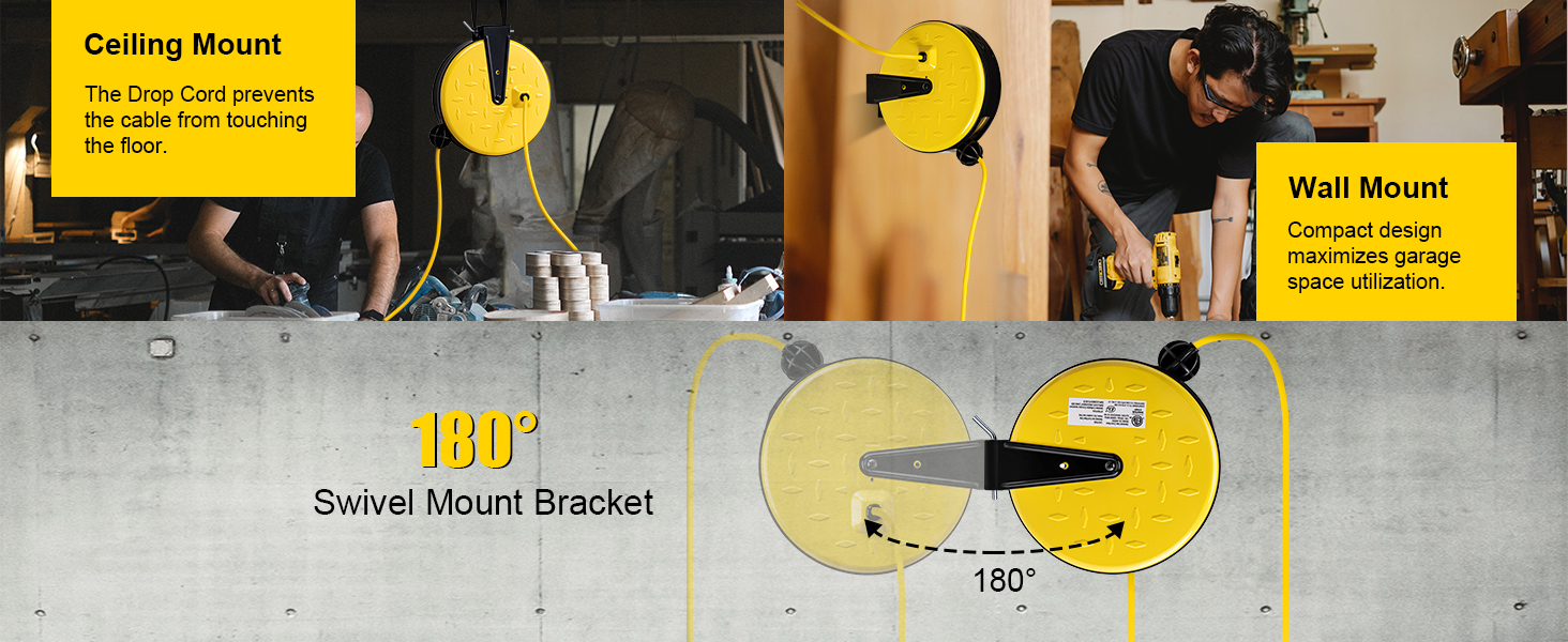 S+30FT-3-LEPENEL Retractable Extension Cord Reel