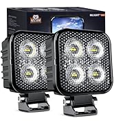 Nilight 2PCS 3Inch Led Pods Square 1500LM Built-in EMC Work Light 90° Flood Beam Angle for Offroa...
