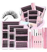 YIDUO Volume Lashes Clusters Lash Kit Gift Packs 770Pcs with 2X Bond&amp;Seal 5 style Mixed C-Curl Fa...