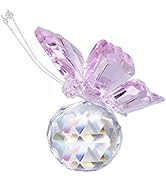 H&amp;D HYALINE &amp; DORA Pink Crystal Flying Butterfly with Crystal Ball Base Figurine Collection Cut G...
