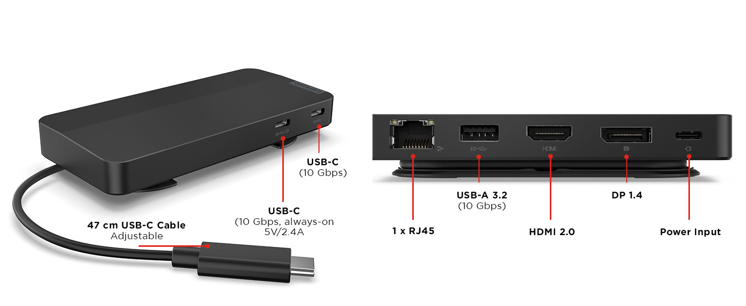 Lenovo USB-C Dual Display Travel Dock