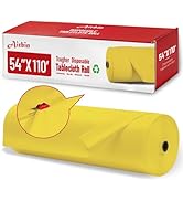 Plastic Table Cloth, 110 Ft X 54 in Plastic Table Cloth Disposable Yellow Table Cloths with Any C...