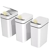 FRESHLIX 3 Pack Automatic Touchless Trash Can 2.6 Gallon (White, 3 Pack)