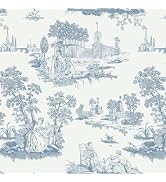 HeloHo Peel and Stick Wallpaper Blue and White Toile Contact Paper Vintage French Wall Paper Remo...