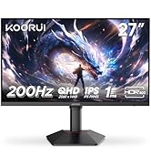 KOORUI 27 Inch QHD Gaming Monitor, 200Hz, 1ms, Fast IPS Computer Monitor, HDR400, 95% DCI-P3 Colo...
