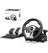 PXN V3 Pro Gaming Steering Wheel with Dual Motor Vibration Feedback and Pedals, Beginner Sim Raci...