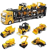 OTONOPI Construction Truck Toy Die-cast Play Vehicle Set with 6pcs Mini Crane Mixer Dump Excavato...