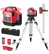 VEVOR Rotary Laser Level Kit, 2650ft 360-Degree Self Leveling Red Horizontal Laser Transit,with H...