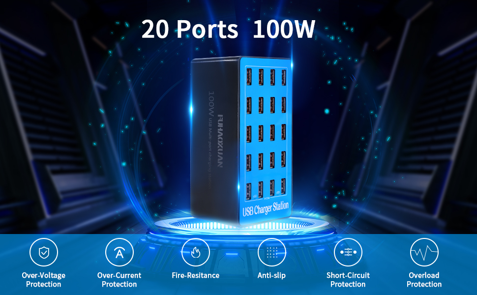 Charging Station for Multiple Devices 20-Ports USB Charging Station 6