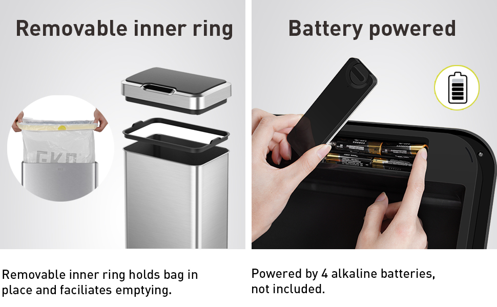 battery operated; inner ring holds bag in place