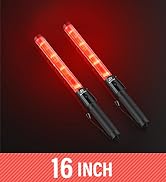 RoadHero 2 Pack Traffic Wand, 16 Inch Led Traffic Control Baton, Safety Light Wands with 2 Flashi...