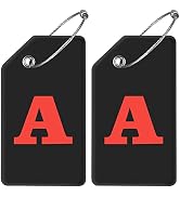 Gostwo 2 Pack Silicone Luggage Tags for Suitcases, 26 Initial Letter Baggage Labels Handbag Schoo...