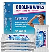Cooling Face Body Wipes - 5 Packs of 10 (50 Wipes) - Disposable Individually Wrapped No-Rinse Coo...