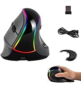 RGB Vertical Mouse 2.4G Wireless Bluetooth Wired Tri-Mode Ergonomic Mouse with Removable Palm Res...