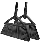 SZJYHQY 2PCS Heavy Duty Broom, Restaurant Angle Broom with Long Pole, Brooms for Sweeeping Indoor...