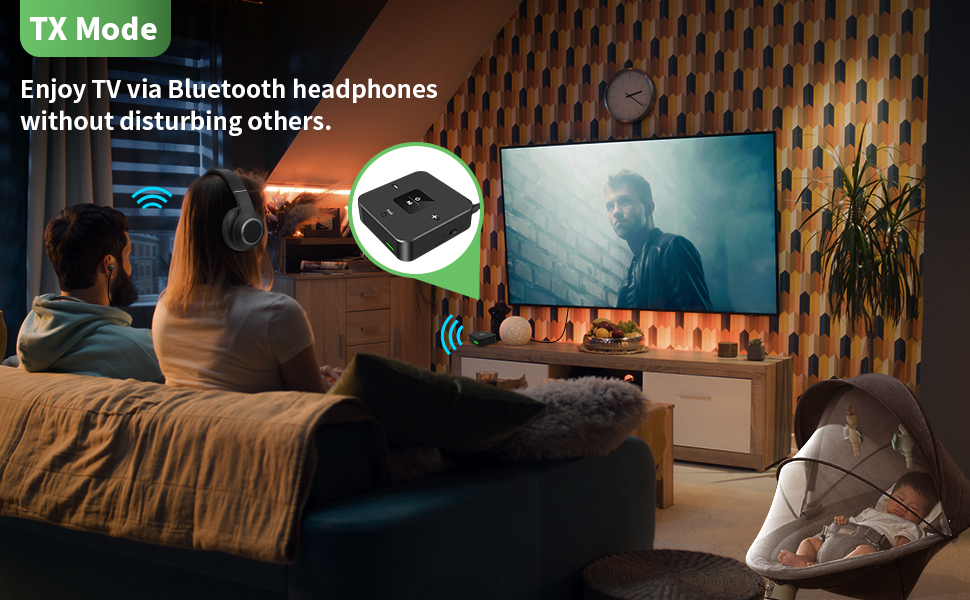 a woman sitting in a living room with a man sitting on a couch and watching a movie on the tv.