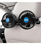 XOOL USB Dual Head Backseat Car Fan – 360° Rotatable Rear Seat Air Circulator with Stepless Speed...