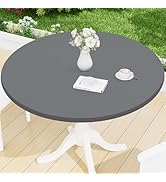 Smiry Round Spandex Tablecloth, Elastic Fitted Washable Tablecloths for 36
